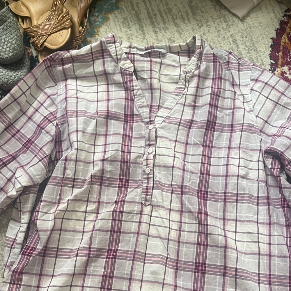 Riders by Lee Purple and White Plaid Shirt